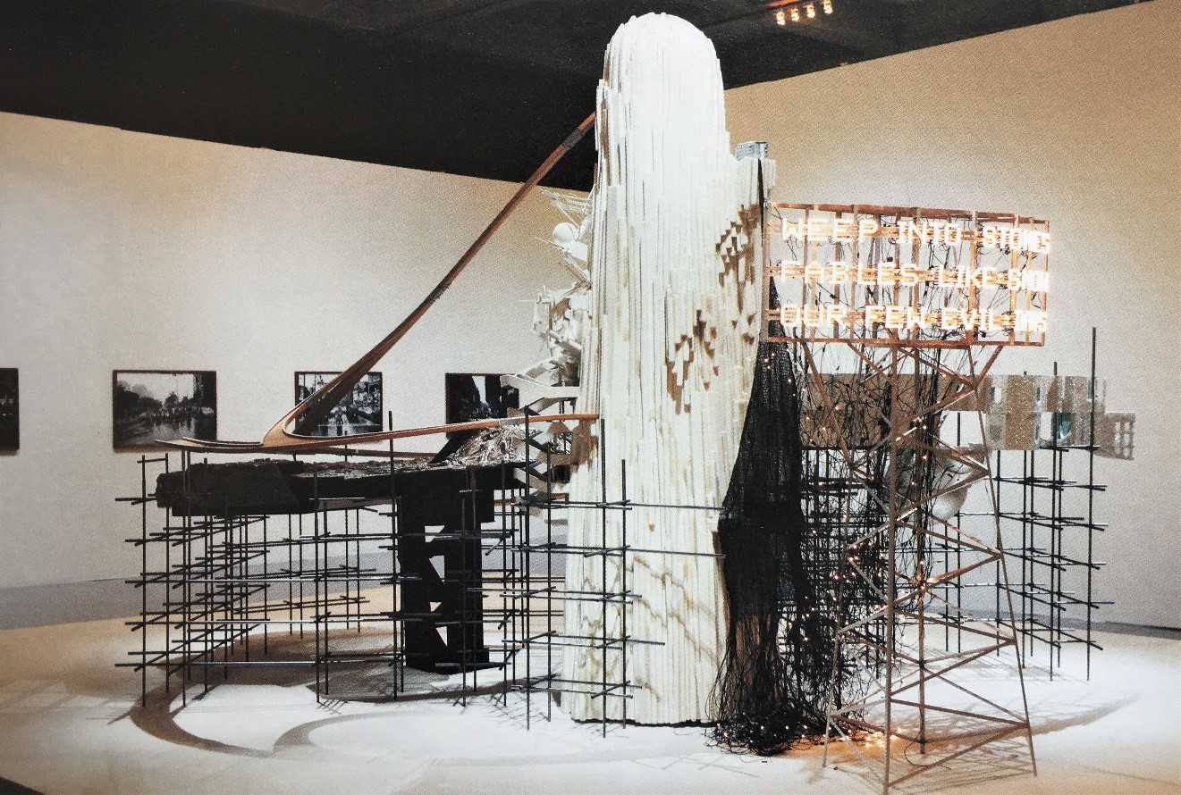 Exhibition view of Lee Bul’s Mon Grand Récit: Weep into Stones..., 2005, mixed-media installation at the 5th Taipei Biennial, 2006.
