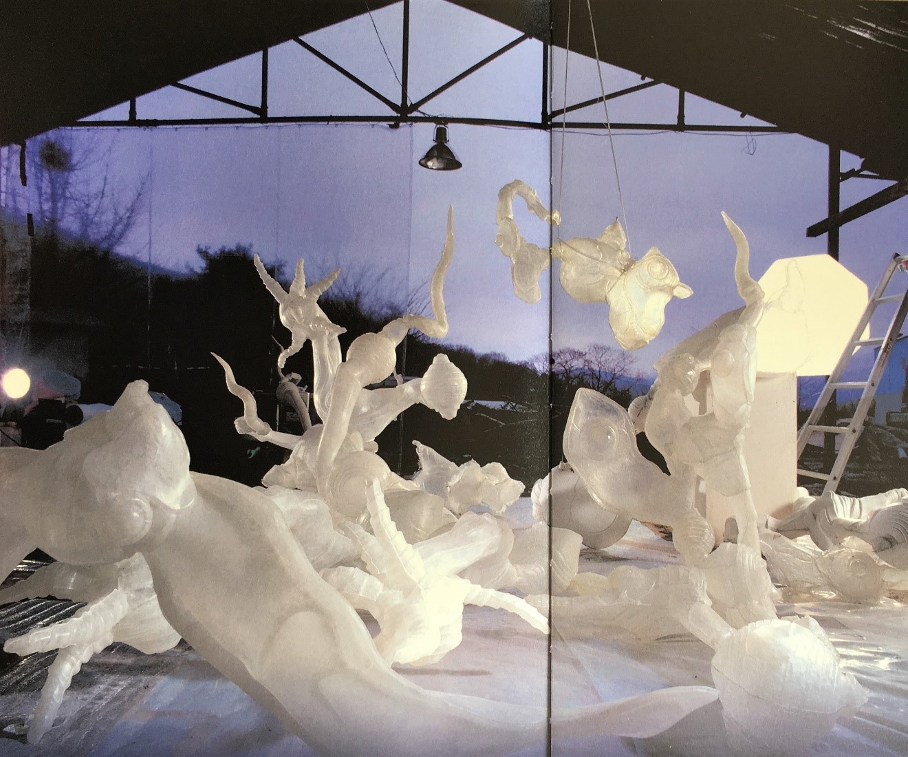 Lee Bul in her studio working on Theatrum Orbis Terrarum, 2003.