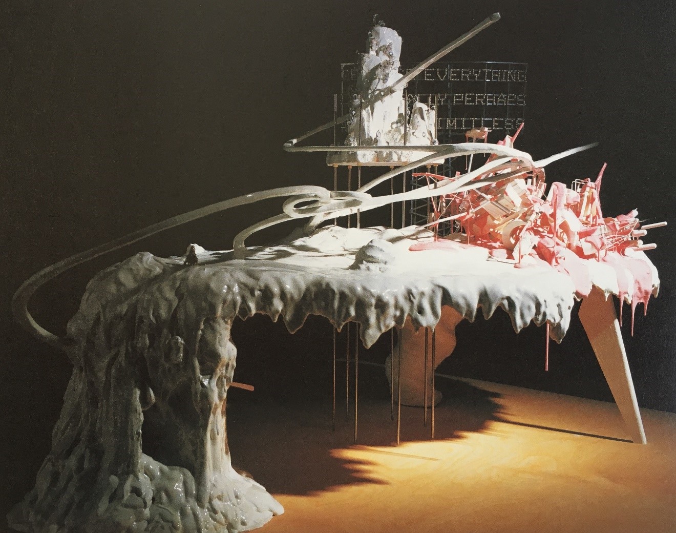 Scale model of Lee Bul’s Mon grand récit: Because Everything..., 2005, mixed-media architectural sculpture.